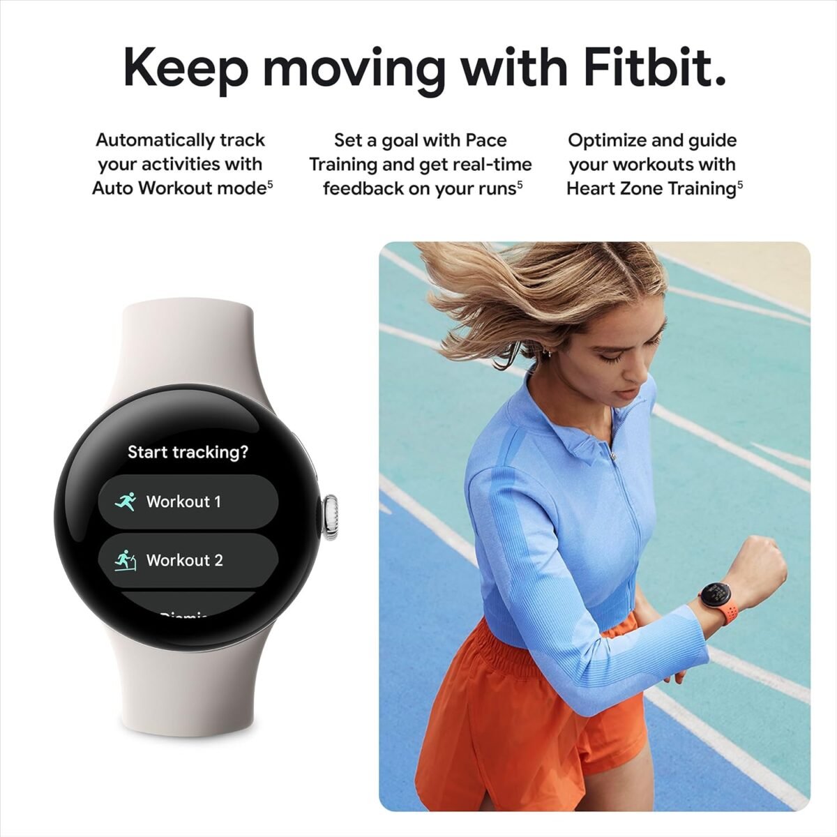 Google Pixel Watch 2 - Polished Silver Aluminum Case/Bay Active Band - Image 8